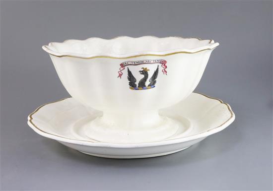 A Spode armorial punch bowl and stand, c.1825, D. 13.5in.